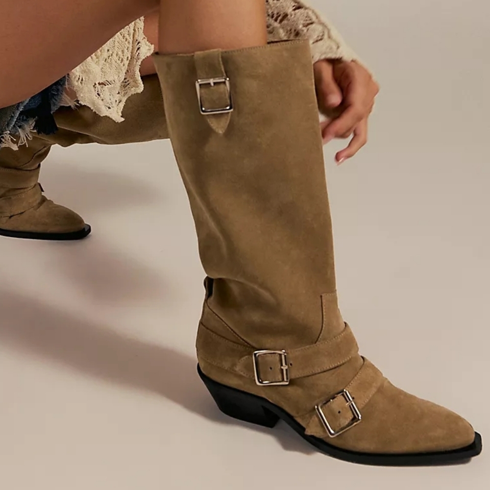 ALOHAS Ryder Suede Beige Leather Boots 36